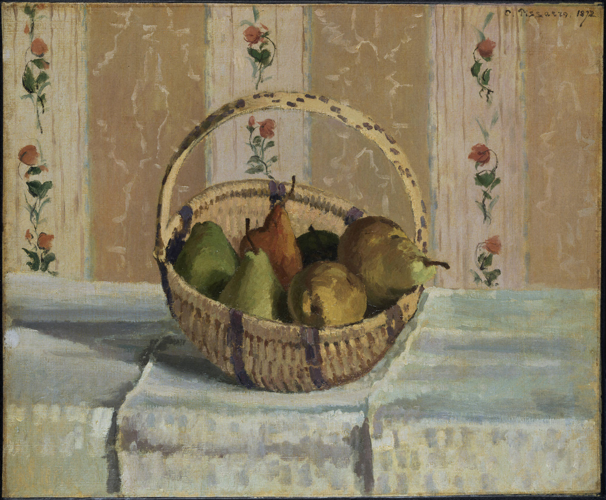 Still Life: Apples and Pears in a Round Basket