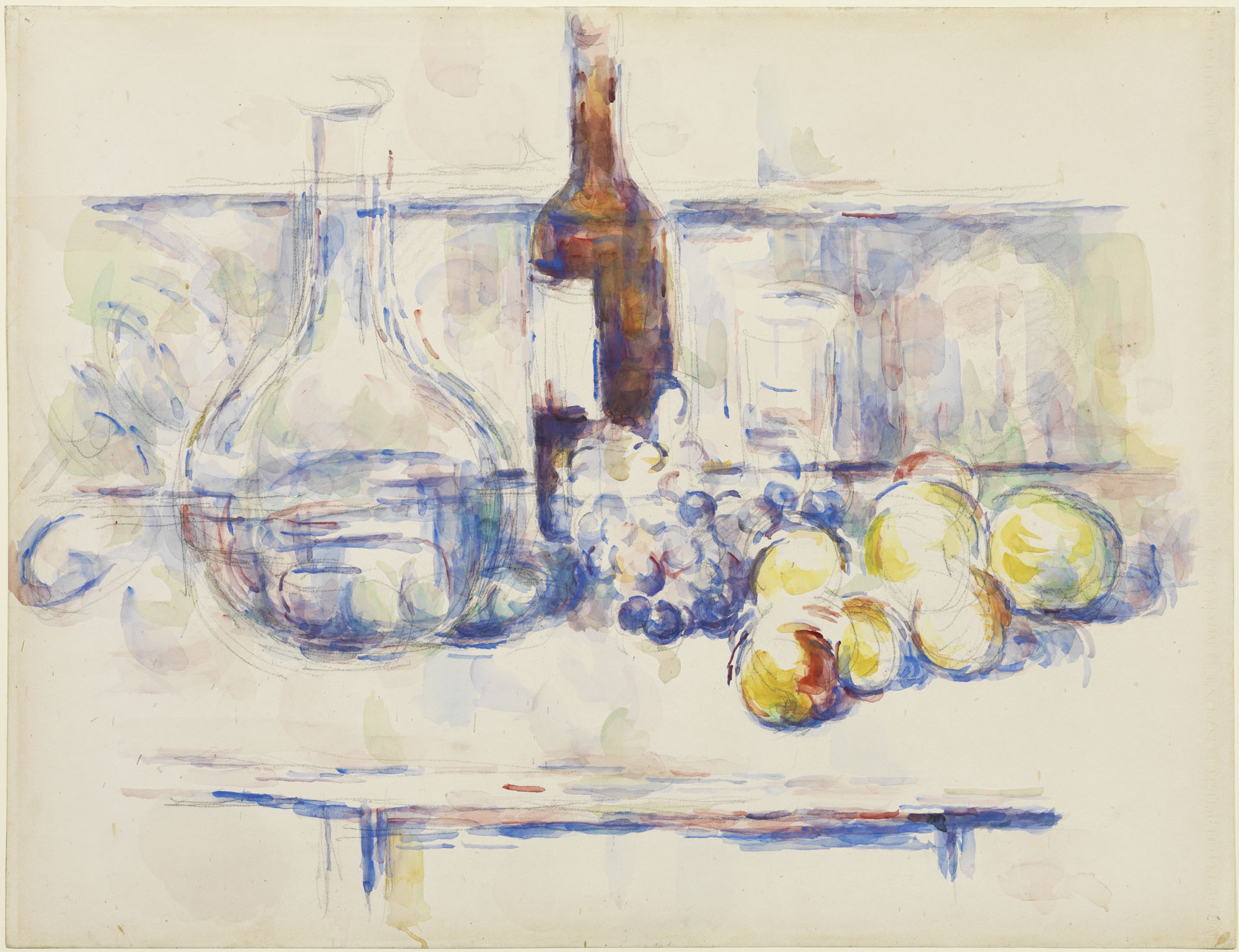 Still Life with Carafe, Bottle, and Fruit